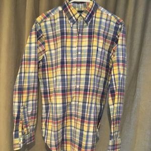 Men’s Button down Polo plaid shirt size medium